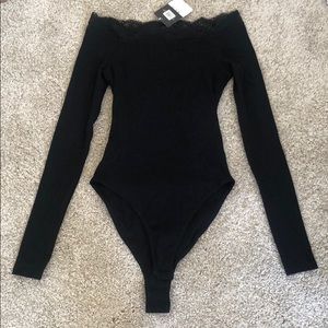 Black Off-The-Shoulder Bodysuit